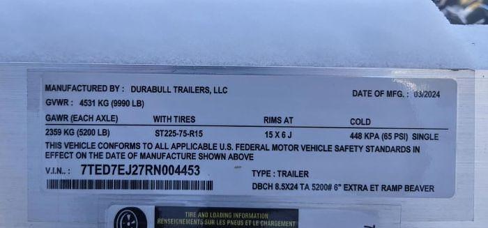 Used 2024 Durabull Elite Enclosed Car Trailer