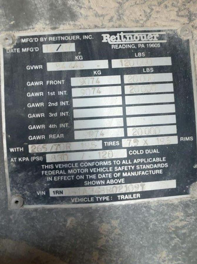 Used 2007 Reintour Big Bubba Drop Deck Trailer