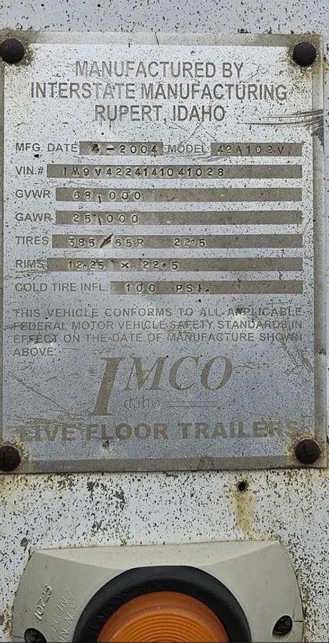 Used 2004 IMCO Idaho Live Floor
