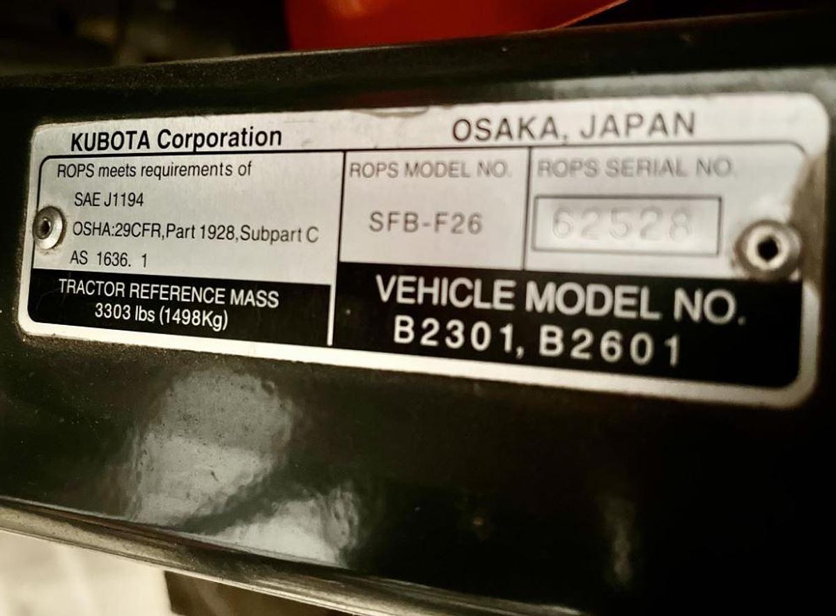 Used 2017 Kubota B2601HSD