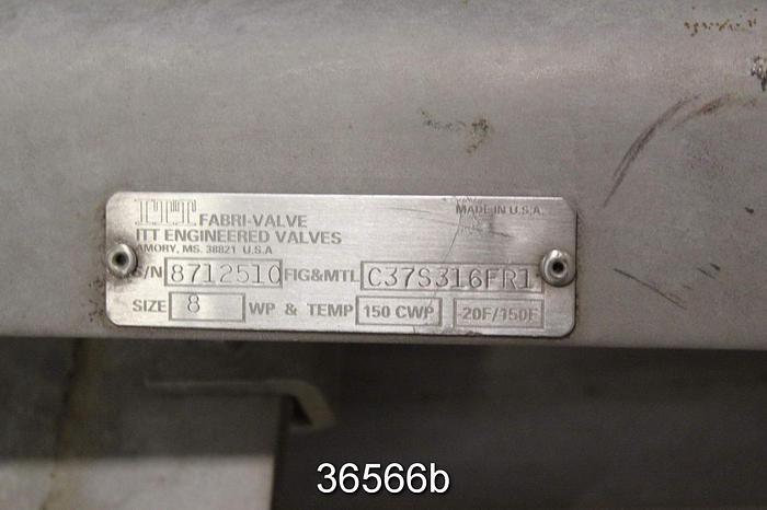 Used Fabri 8" Hand Operated Knife Gate Valve, C37S316FRI #36566