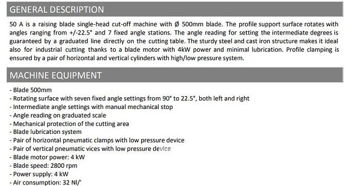 Pertici Single Head Saw 50A