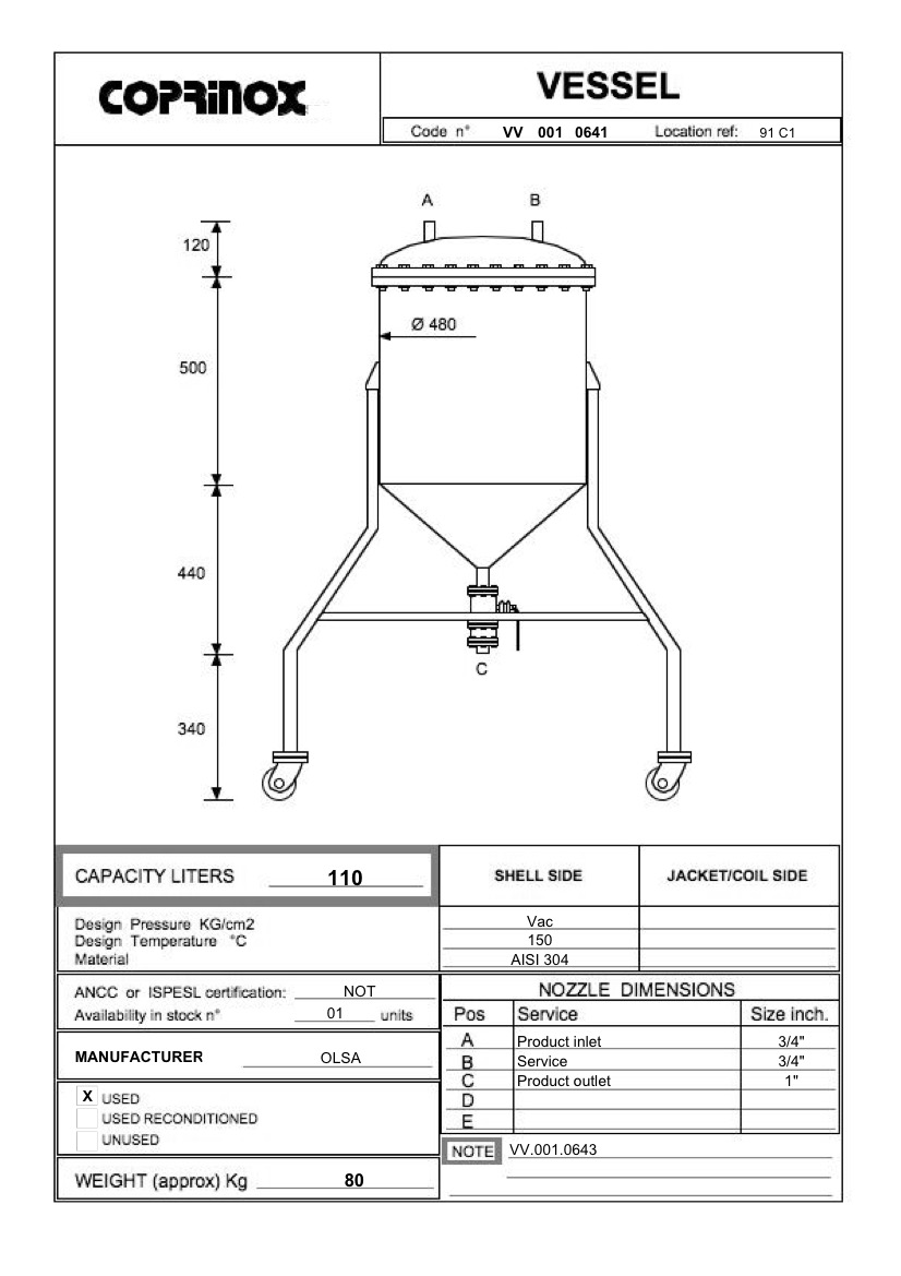 Usato Serbatoio OLSA da 110 Litri