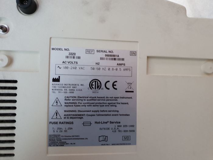 Used Advanced Instruments 3320 Osmometer