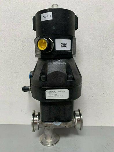 Used ITT 3-Way Diaphragm Stainless Steel Valve w/ 2" Sanitary Fit & Position Monitor