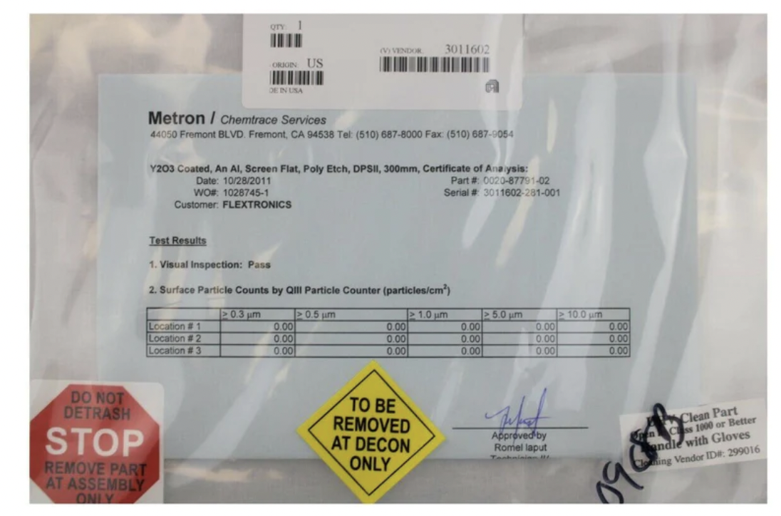 AMAT Y203 COATED SCREEN POLY ETCH DPSII 300MM 0020-87791 NEW