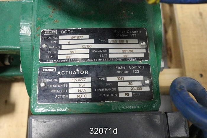 Used Fisher V150 Ser B 6" V-Ball Control Valve #32071