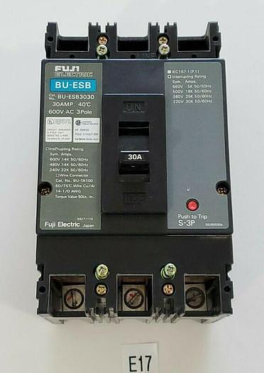 Used *PREOWNED* FUJI ELECTRIC BU-ESB3030 30A 600V 3 POLE CIRCUIT BREAKER + WARRANTY!