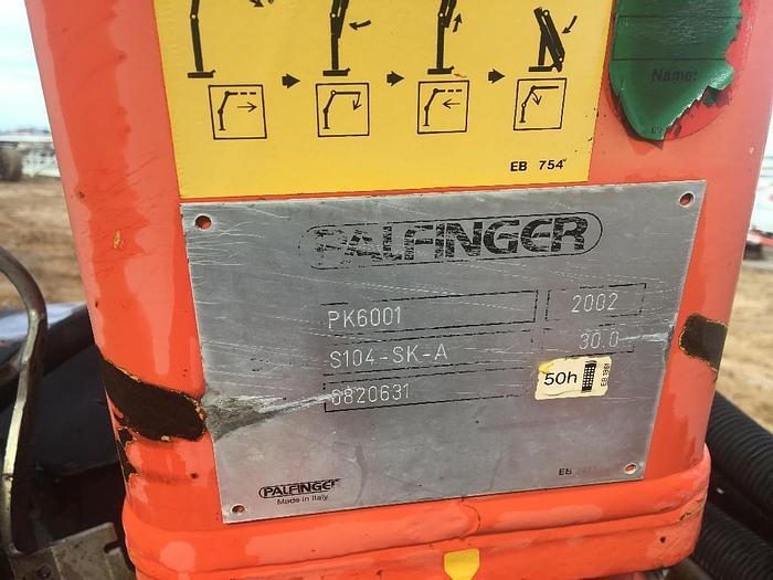Used PK 6001 Performance
Technical Specifications (EN 12999 H1-B3)
Max. lifting moment 5.4 mt/53.0 kNm 39080 ft.lbs
Max. lifting capacity 3300 kg/32.4 kN 7280 lbs
Max. hydraulic outreach 11.2 m 36? 9??
Max. manual outreach 12.9 m 42? 4??
Slewing ...