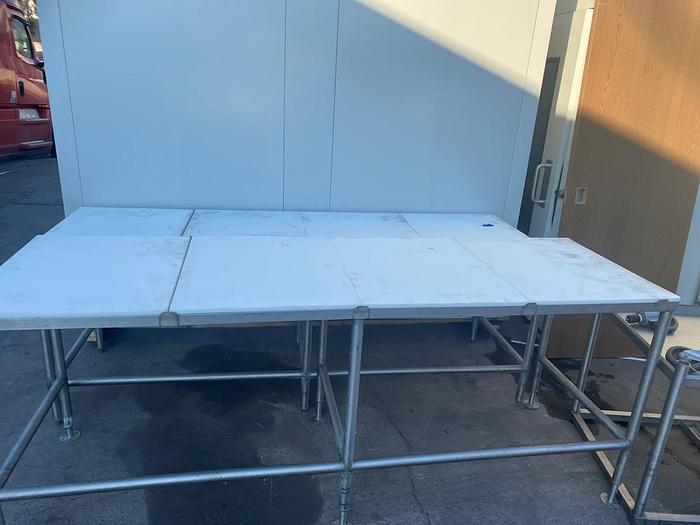 Used  POLY TOP STAINLESS STEEL CUTTING TABLE