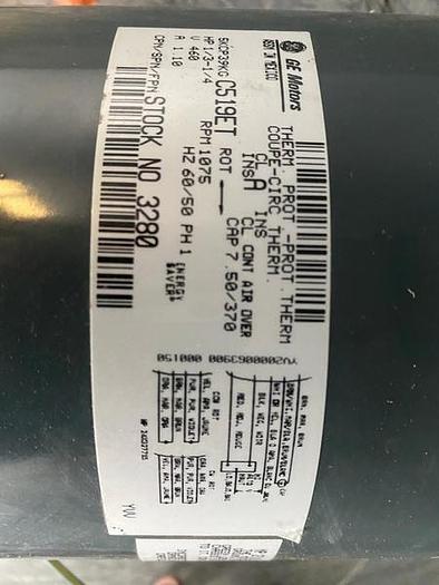 Used MOTOR GE; 1/3-1/4 HP; 1 PH; 1075 RPMS; 5KCP39KGC519ET !