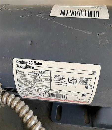 Used CENTURY AC MOTOR 5 HP 3 PHASE 3450/2850 RPM A.O SMITH 196033-02 !