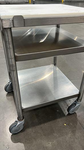 Used STAINLESS SMALL TABLE WITH BLOCK TOP