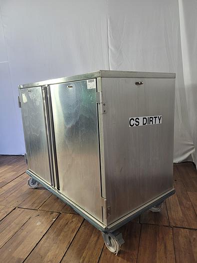 Used STAINLESS STEEL CASE CART WITH TWO DOORS AND WIRE SHELF !