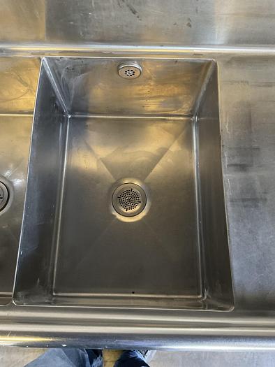 Used Stainless steel three-compartment sink