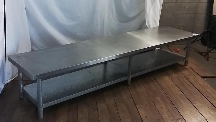 Used 8' LOW STAINLESS-STEEL TABLE WITH UNDERSHELF !