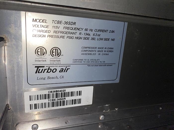 Used CHEF'S BASE REFRIGERATOR TCBE-36SDR