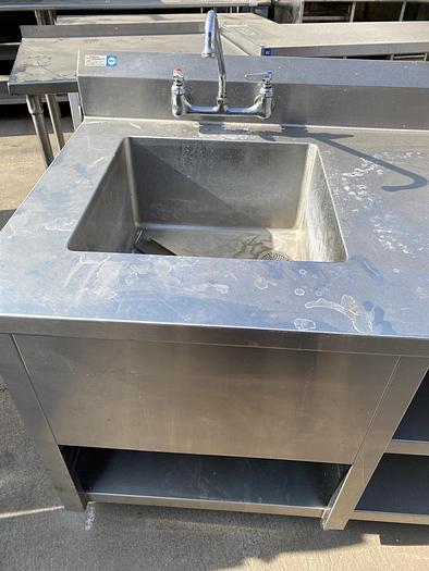 Used STAINLESS STEEL TABLE WITH DROP IN STEAMER AND SINK !