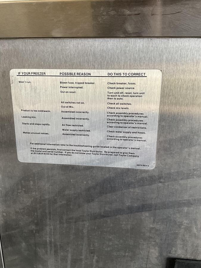 Used TAYLOR CROWN SOFT SERVE ICE CREAM MACHINE – FLOOR MODEL