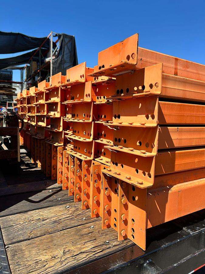 Used 12' X 5" TEARDROP PALLET RACKING BEAMS !!