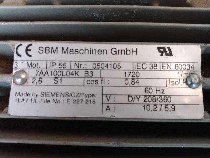 Used SIEMENS SBM  ELECTRIC MOTOR   MASCHINEN GMBH, 7AA100L04K B3 !
