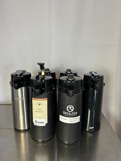Used ASSORTMENT OF INSULATED COFFEE OR TEA PUMP DISPENSER