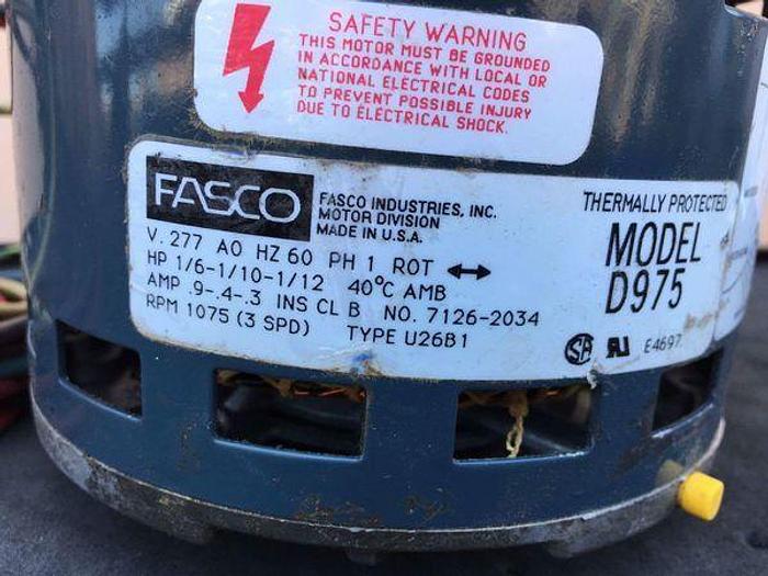 Used FASCO MOTOR 1/6-1/10-1/12 HP; I PH; 1075 RPMS (3 SPD); D975