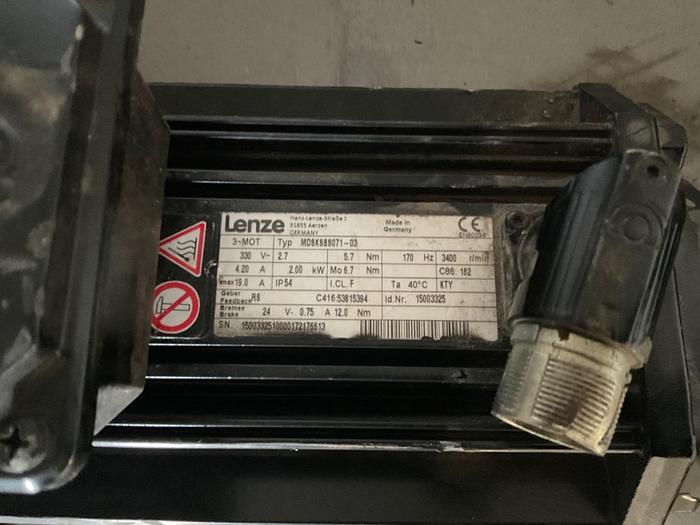 Used LENZE ELECTRIC GEAR MOTOR, KW 2.00; 330 VOLTS-GST06-2S VBR071C03 !
