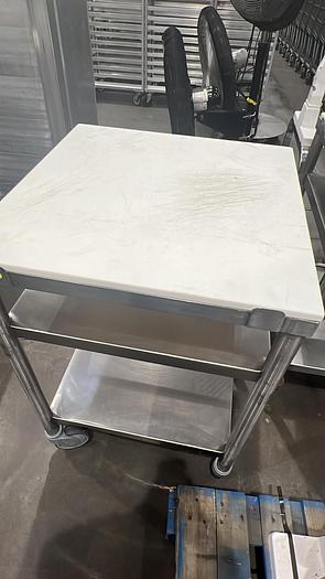 Used STAINLESS SMALL TABLE WITH BLOCK TOP