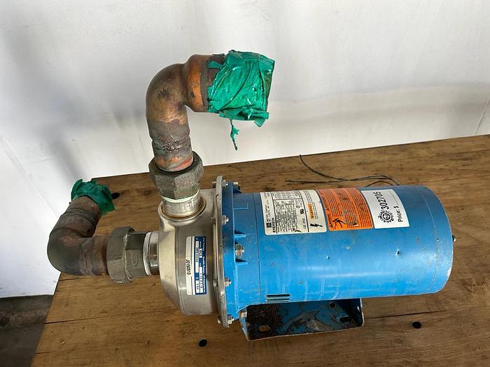 Used G&L CENTRIGUAL PUMP MODEL MCS WITH  EMERSON MOTOR , 3HP, 3 PH, 208-230/460 V, 8.2-7.8/3.9 AMPS, 3450 RPMS, R613055.   