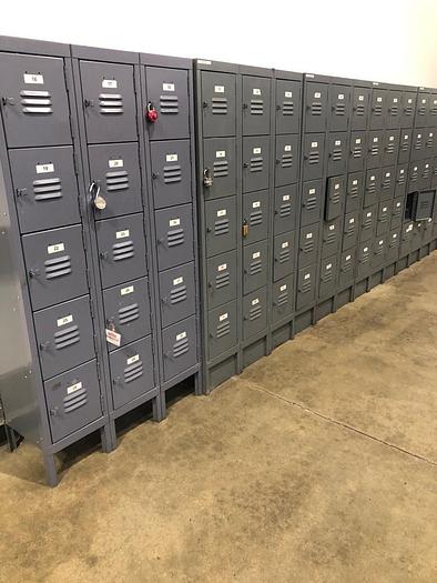 Used GREY 15 DOOR, 5 TIER LOCKERS !