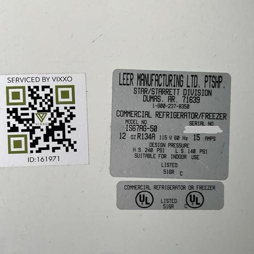 Used INDOOR GLASS DOOR BAGGED ICE MERCHINDISER ./