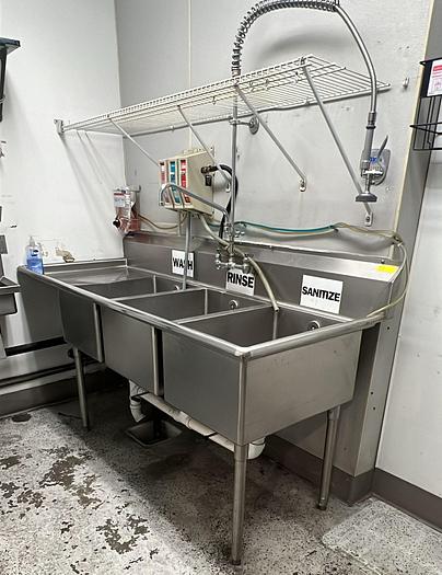 Used CDS THREE COMPARTMENT SINK