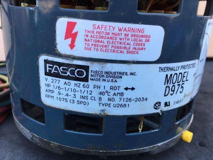 Used FASCO MOTOR 1/6-1/10-1/12 HP; I PH; 1075 RPMS (3 SPD); D975