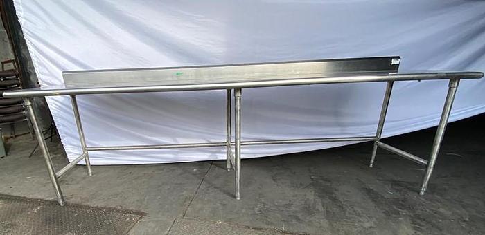 Used 10FT BY 30" STAINLESS STEEL TABLE WORK !