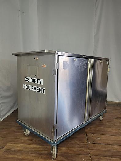 Used STAINLESS STEEL CASE CART WITH TWO DOORS AND WIRE SHELF !