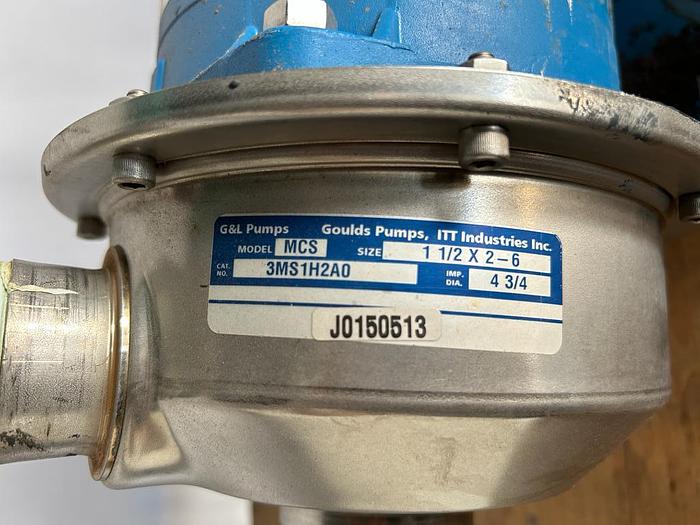 Used G&L CENTRIGUAL PUMP MODEL MCS WITH  EMERSON MOTOR , 3HP, 3 PH, 208-230/460 V, 8.2-7.8/3.9 AMPS, 3450 RPMS, R613055.   