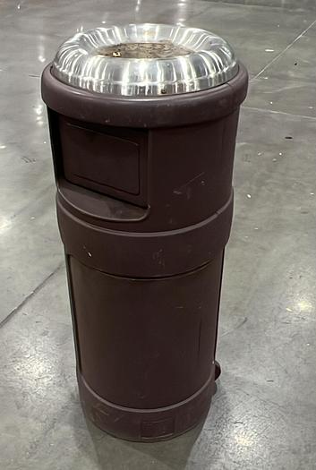 Used PLASTIC TRASH CONTAINER WITH ASH TRAY