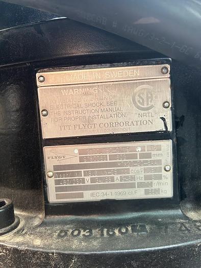 Used ITT FLYGT SUBMERSIBLE PUMP M27-20-6AA, 460/230V