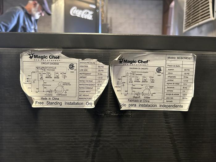 Used MAGIC CHEF BEVERAGE COOLER; MCBC58DST