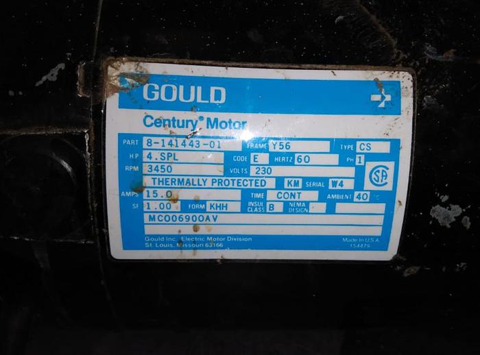 Used GOULD CENTURY ELECTRIC MOTOR 4 HP, 8-141443-01 !