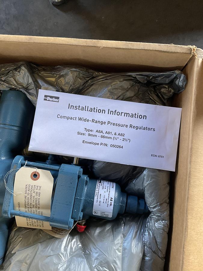 Used PARKER FLO-CON A8 2BL PRESSURE REGULATOR – 2-1/8" PORT – 0–120 PSI – 450 PSIG DESIGN