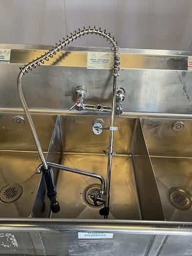 Used Stainless steel three-compartment sink