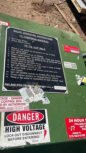 Used PHILADELPHIA TRAMRAIL CO. DOWNSTROKE VERITICAL BALER