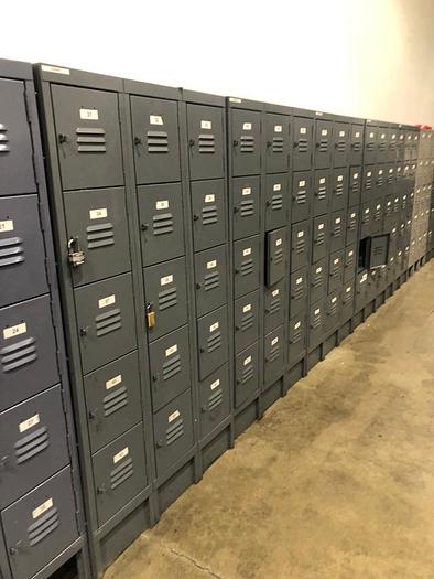 Used GREY 15 DOOR, 5 TIER LOCKERS !