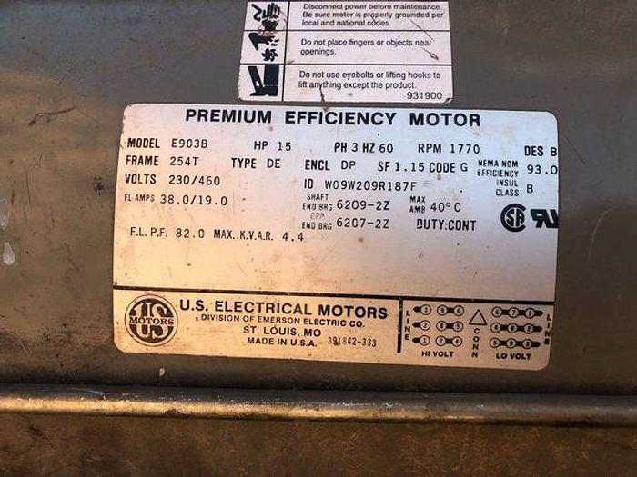 Used PREMIUM EFFICIENCY MOTOR 15 HP U.S. ELECTRICAL MOTORS E903B./