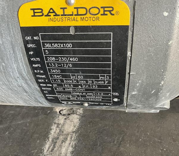 Used BALDOR WATER PUMP, 36L582X100; 5HP; 3PH; 3435 RPM !