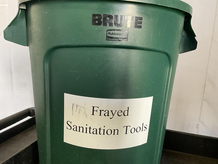 Used ULINE UTILITY CART WITH ATTACHED TWO REBBERMAIN- BRUTE CONTAINERS !