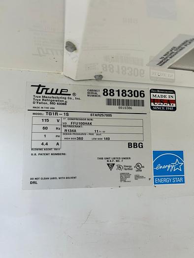 Used TRUE ONE DOOR REFRIGERATOR-TG1R-1S