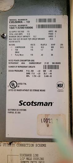 Used ICE MACHINE SCOTSMAN 500LBS